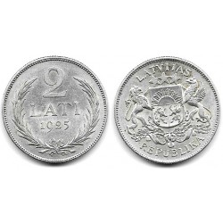(8) Letonia. 1925. 2 Lati (EBC) (Plata)