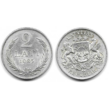 (8) Letonia. 1925. 2 Lati (EBC) (Plata)