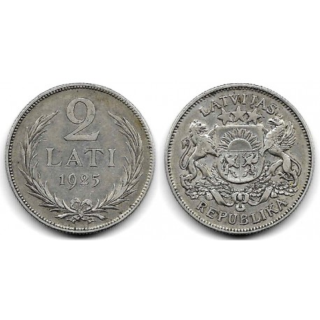 (8) Letonia. 1925. 2 Lats (MBC/MBC+) (Plata)