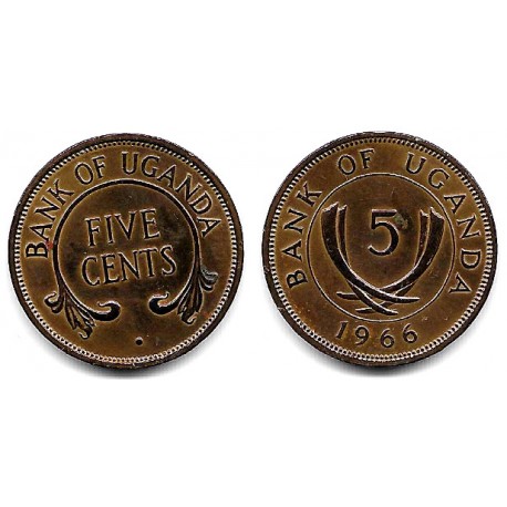(1) Uganda. 1966. 5 Cents (EBC)