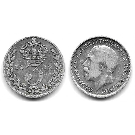 (813) Gran Bretaña. 1913. 3 Pence (MBC) (Plata)