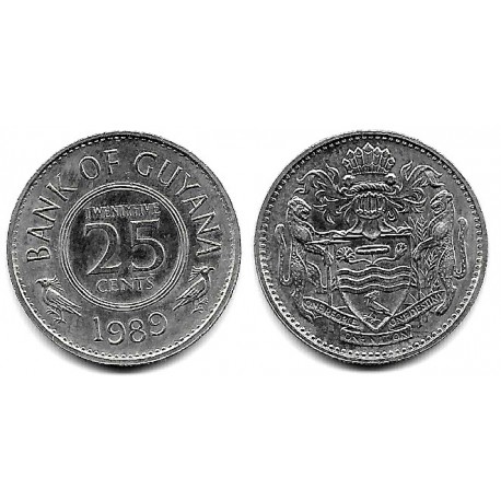 (34) Guyana. 1989. 25 Cents (EBC+)