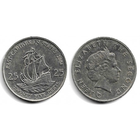 (38) Estados Orientales Caribeños. 2004. 25 Cents (MBC+)