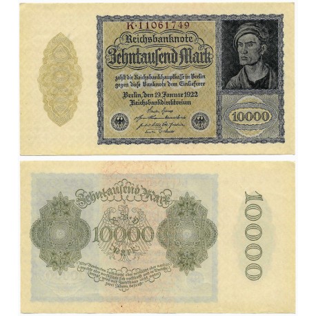 (72) Imperio Alemán (Weimar). 1922. 10000 Mark (EBC+)