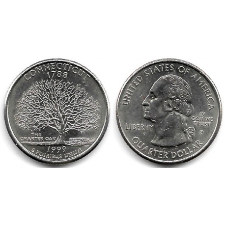 (370) Estados Unidos de América. 1999(P). Quarter Dollar (EBC)  Connecticut