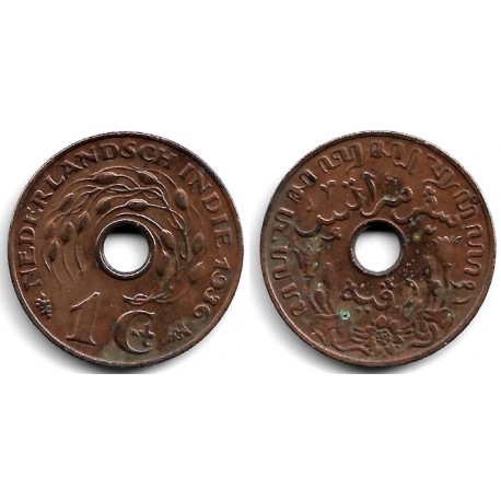 (317) Indias Holandesas. 1936. 1 Cent (MBC-) Manchas de óxido