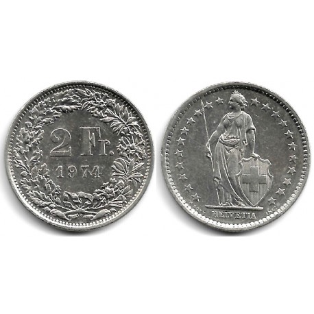 (21a.1) Suiza. 1974. 2 Francs (MBC)