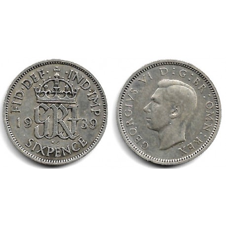 (852) Gran Bretaña. 1939. 6 Pence (BC+) (Plata)