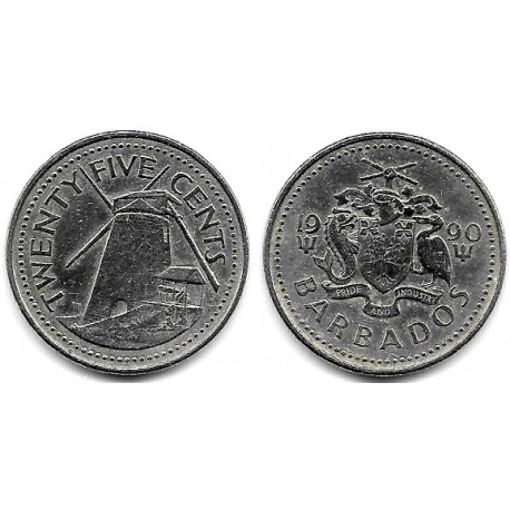 (13) Barbados. 1990. 25 Cents (MBC-)