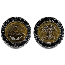 (212) Bolivia. 2001. 5 Bolivianos (SC)