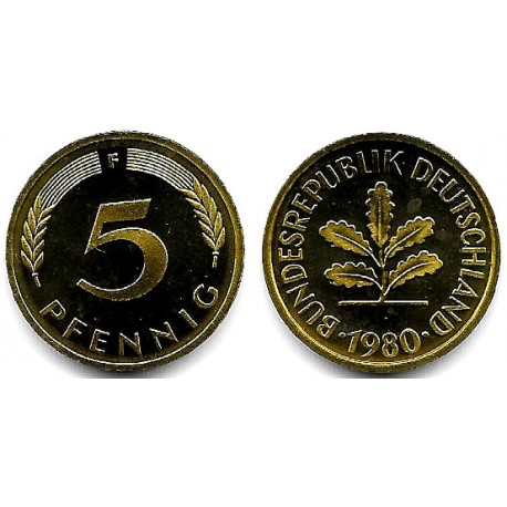 (107) Alemania. 1980(F). 5 Pfennig (Proof)