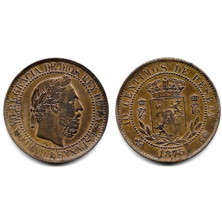 Carlos VII. 1875. 10 Céntimos (MBC+) Ceca de Bélgica