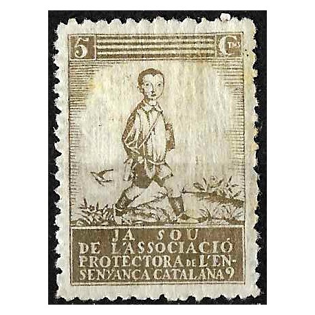 Asociación Protectora de la Enseñanza Catalana. 5 Céntimos (Nuevo, con señal de fijasellos y leve rotura en goma)