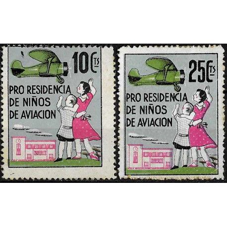 Viñeta. Pro Residencia de Niños de Aviación. 10 y 25 Céntimos (Usados)