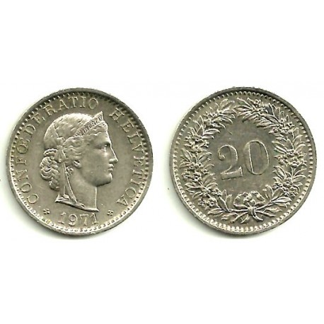 (29a) Suiza. 1971. 20 Rappen (MBC)