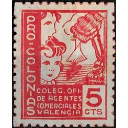Viñeta. Pro Colonias. Coleg. Of. de Agentes Comerciales. Valencia. 5 Céntimos (Nuevo, sin goma)