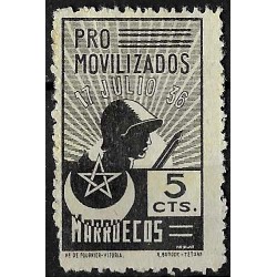 Viñeta Política. Pro Beneficiencia. 1936. Marruecos. 5 Céntimos (Usado)