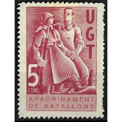 Viñeta Política. UGT. Apadrinament de Batallons. 5 Céntimos (Nuevo, con señal de fijasellos)