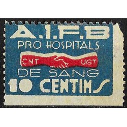 Viñeta Política. AIFB. Pro Hospitals de Sang. 10 Céntimos (Nuevo, con señal de fjiasellos)