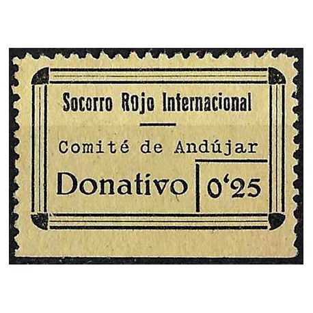 Viñeta. Socorro Rojo Internacional. Comité de Andújar. 0,25 (Nuevo, con señal de fijasellos)