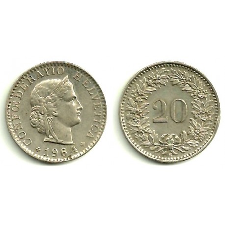 (29a) Suiza. 1964B. 20 Rappen (MBC)