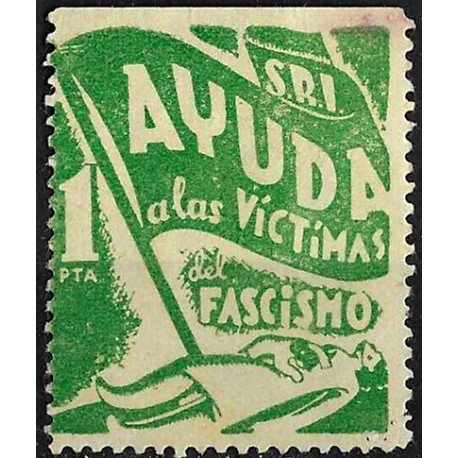 Viñeta Política. Ayuda a las Víctimas del Fascismo. SRI. 1 Peseta (Nuevo, con señal de fijasellos)