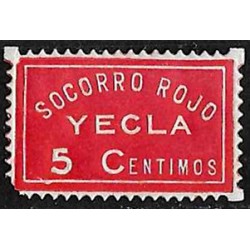 Viñeta Política. Socorro Rojo. Yecla. 5 Céntimos (Nuevo, con señal de fijasellos)