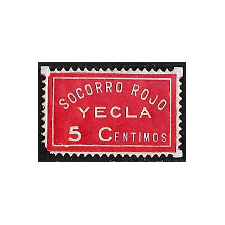 Viñeta Política. Socorro Rojo. Yecla. 5 Céntimos (Nuevo, con señal de fijasellos)