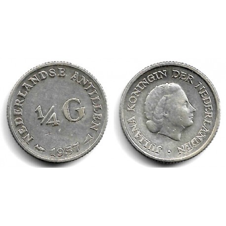 (4) Antillas Neerlandesas. 1957. ¼ Gulden (BC+/BC) (Plata)