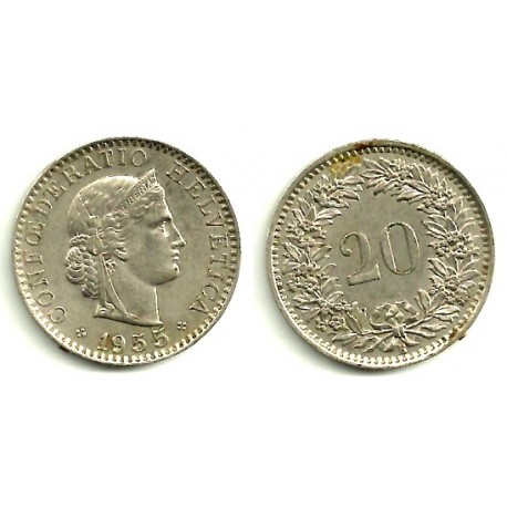 (29a) Suiza. 1955B. 20 Rappen (MBC)