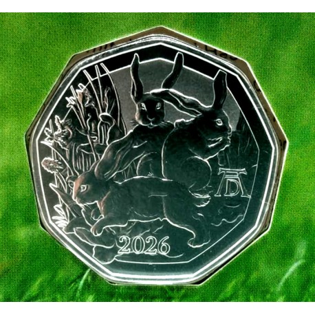 Austria. 2026. 5 Euro (SC) (Plata) Conejos