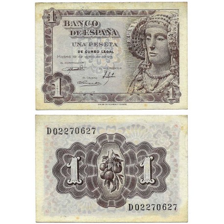 Estado Español. 1948. 1 Peseta (MBC+/EBC-) Serie D, Leves Manchas