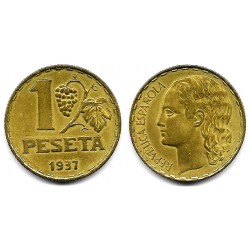 España (II República). 1937. 1 Peseta (MBC)