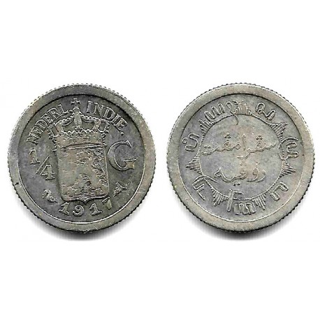 (312) Indias Holandesas. 1917. ¼ Gulden (MBC) (Plata)