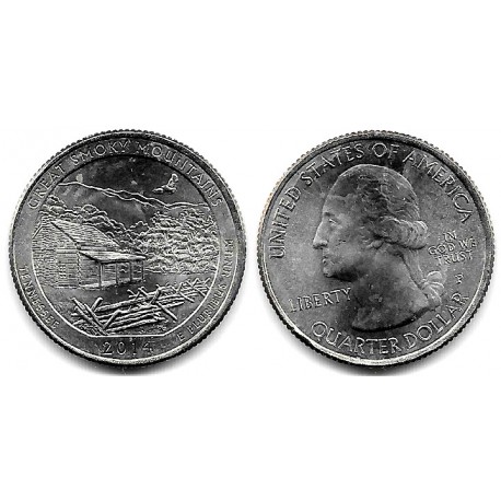 Estados Unidos de América. 2014(P). Quarter Dollar (SC) Great Smoky Mountains