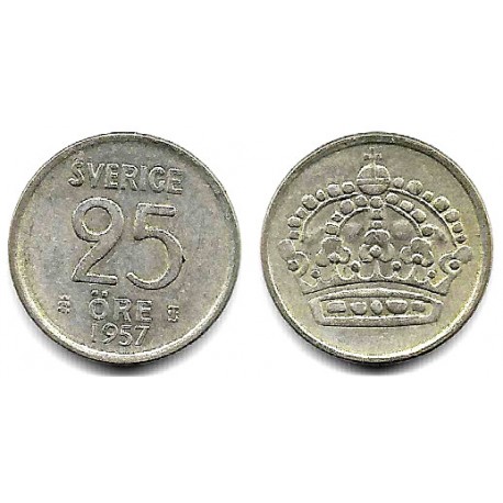 (824) Suecia. 1957. 25 Ore (MBC) (Plata)