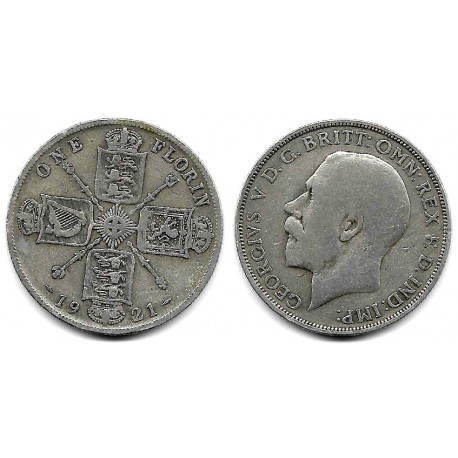 (817a) Gran Bretaña. 1921. 1 Florin (MBC-) (Plata)