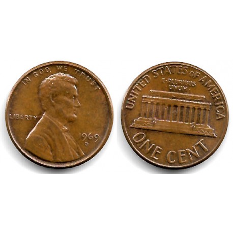 (201) Estados Unidos de América. 1969(D). 1 Cent (MBC)