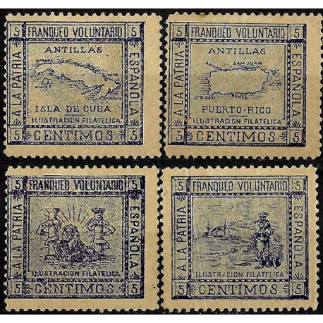 Viñetas. A la Patria Española. Ilustración Filatélica. 5 Céntimos (Nuevos, con señal de fijasellos)