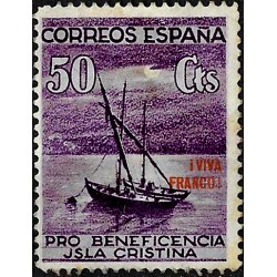 Viñeta. Pro Beneficencia Isla Cristina. 50 Céntimos (Nuevo, con señal de fijasellos y manchas)