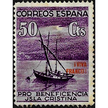 Viñeta. Pro Beneficencia Isla Cristina. 50 Céntimos (Nuevo, con señal de fijasellos y manchas)