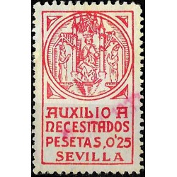 Viñeta. Auxilio a Necesitados. Sevilla. 0,25 Pesetas (Usado)