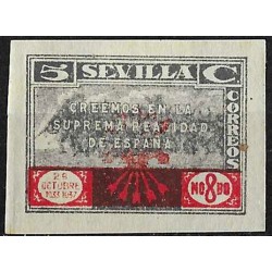 Viñeta Política. Sevilla. Falange Española. 5 Céntimos (Nuevo, con señal de fijasellos y sin dentar)