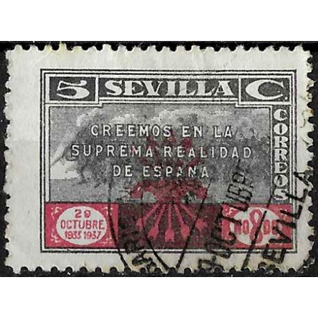 Viñeta Política. Sevilla. Falange Española. 5 Céntimos (Usado)