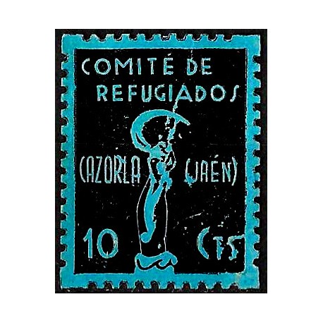 Viñeta. Comité de Refugiados. Cazorla, Jaén. 10 Céntimos (Nuevo, con señal de fijasellos y sin goma)