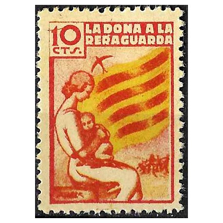 Viñeta. La Dona a la Reraguarda. 10 Céntimos (Nuevo, con señal de fijasellos)