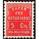 Viñeta. Cupón Pro Refugiados. Molina de Segura. 5 Céntimos (Nuevo, con señal de fijasellos)