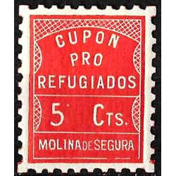 Viñeta. Cupón Pro Refugiados. Molina de Segura. 5 Céntimos (Nuevo, con señal de fijasellos)