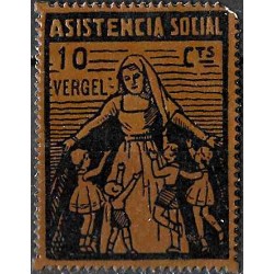 Viñeta. Vergel. Asistencia Social. 10 Céntimos (Nuevo, con señal de fijasellos)
