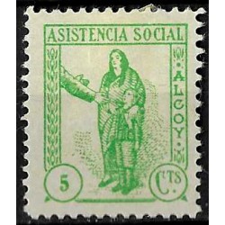 Viñeta. Alcoy. Asistencia Social. 5 Céntimos (Nuevo, con señal de fijasellos)